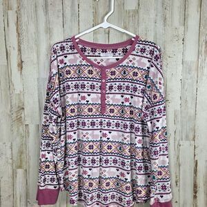 Secret Treasures Multicolor Geometric Pajama Top Size Large 12-14